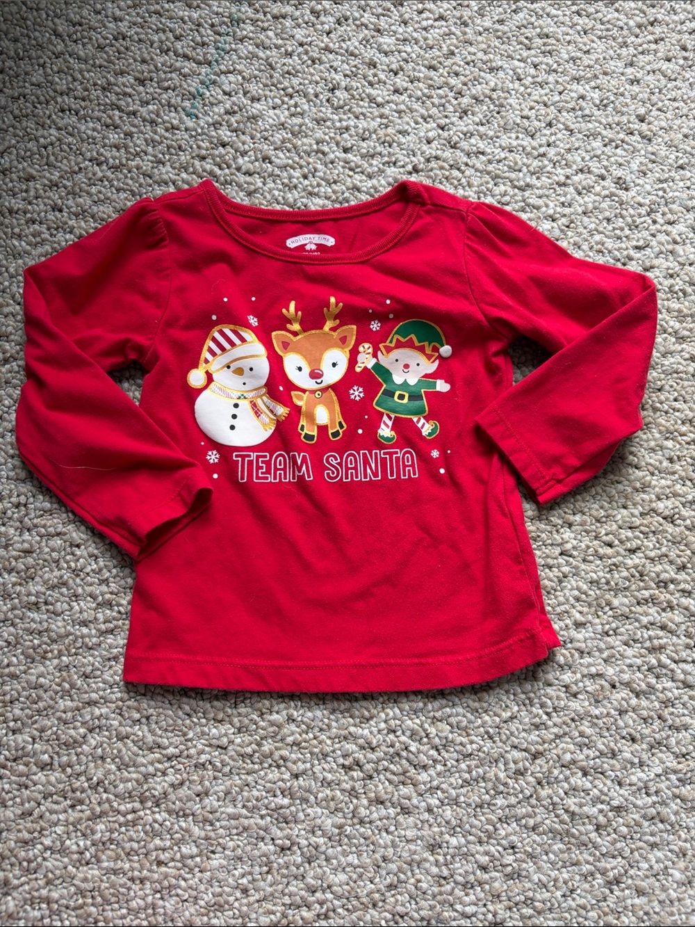 Holiday Time Red 'Team Santa' Long-Sleeve Kids Top